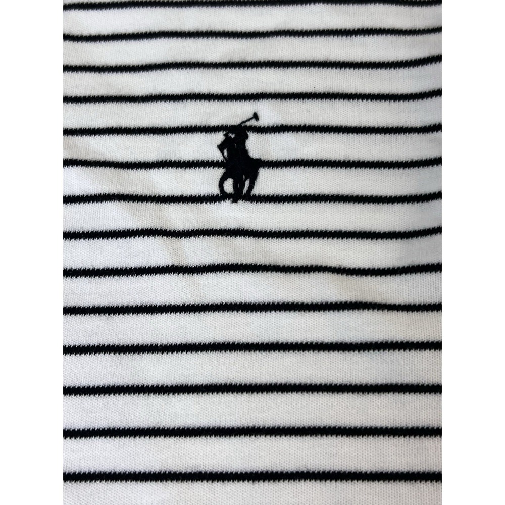 Polo Ralph‎ Lauren Shirt Mens Large Custom Fit Striped Cotton White Navy Blue - Picture 4 of 8